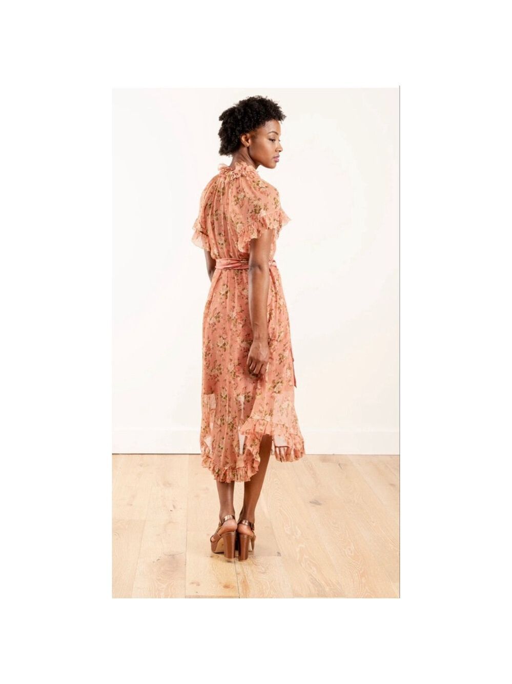 NWT Zimmermann Silk Espionage Midi Dress in Rosewood Floral Size 3= US 8/10 - Picture 4 of 7